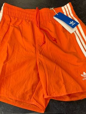 adidas Men's Adicolor Classics Sprinter Shorts‎ Orange Striped Soccer Bin #7-101